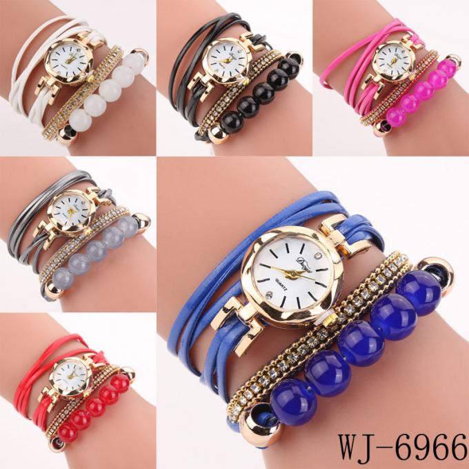 WJ-7029方法ダイヤモンドの女性の腕時計の花のブレスレットのhandwatchesの革腕輪の腕時計