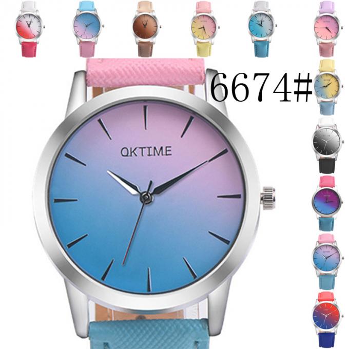 WJ-8452方法女性の良質のギフトのアナログの合金の時計ケースの革腕時計