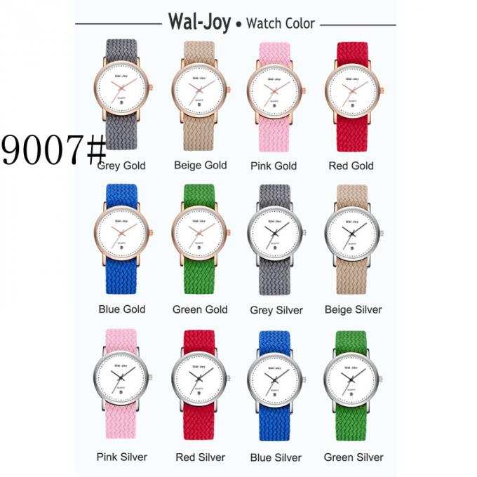 WJ-8443女性の方法ブルー・バンドの合金の時計ケースの良質の黒の革腕時計