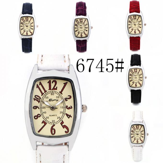 WJ-8412方法女性の水晶革バンド合金の箱の腕時計