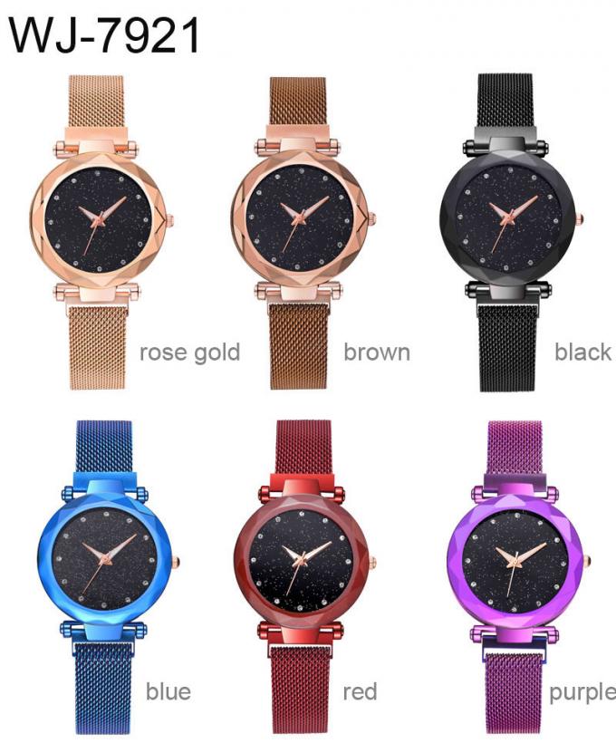 WJ-8359方法スマートな紫色6は16Mmのステンレス鋼の時計バンドの磁気革紐の腕時計を着色します