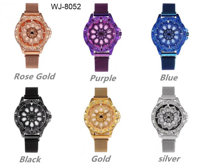 WJ-8419ステンレス鋼の新しい設計方法女の子の網の腕時計の女性アナログの水晶腕時計